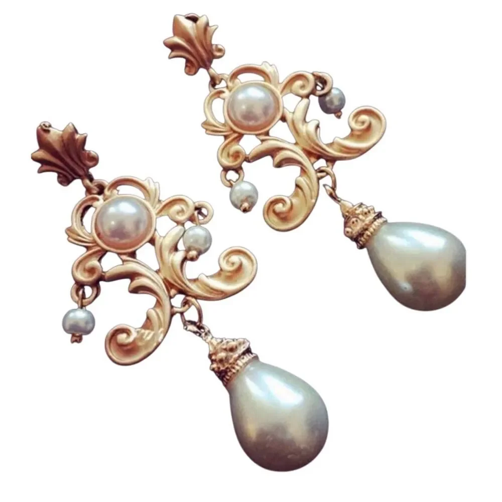 Baroque Renaissance Style Pear Drop Earrings